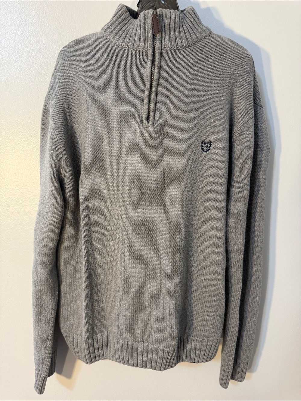 Chaps Gray Half-Zip Knit Sweater